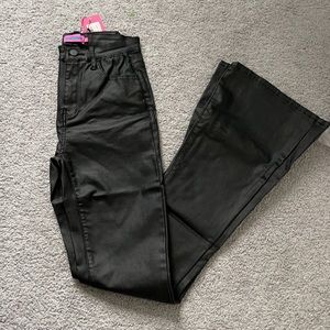 Edikted Black Faux Leather Luna Flare Pants